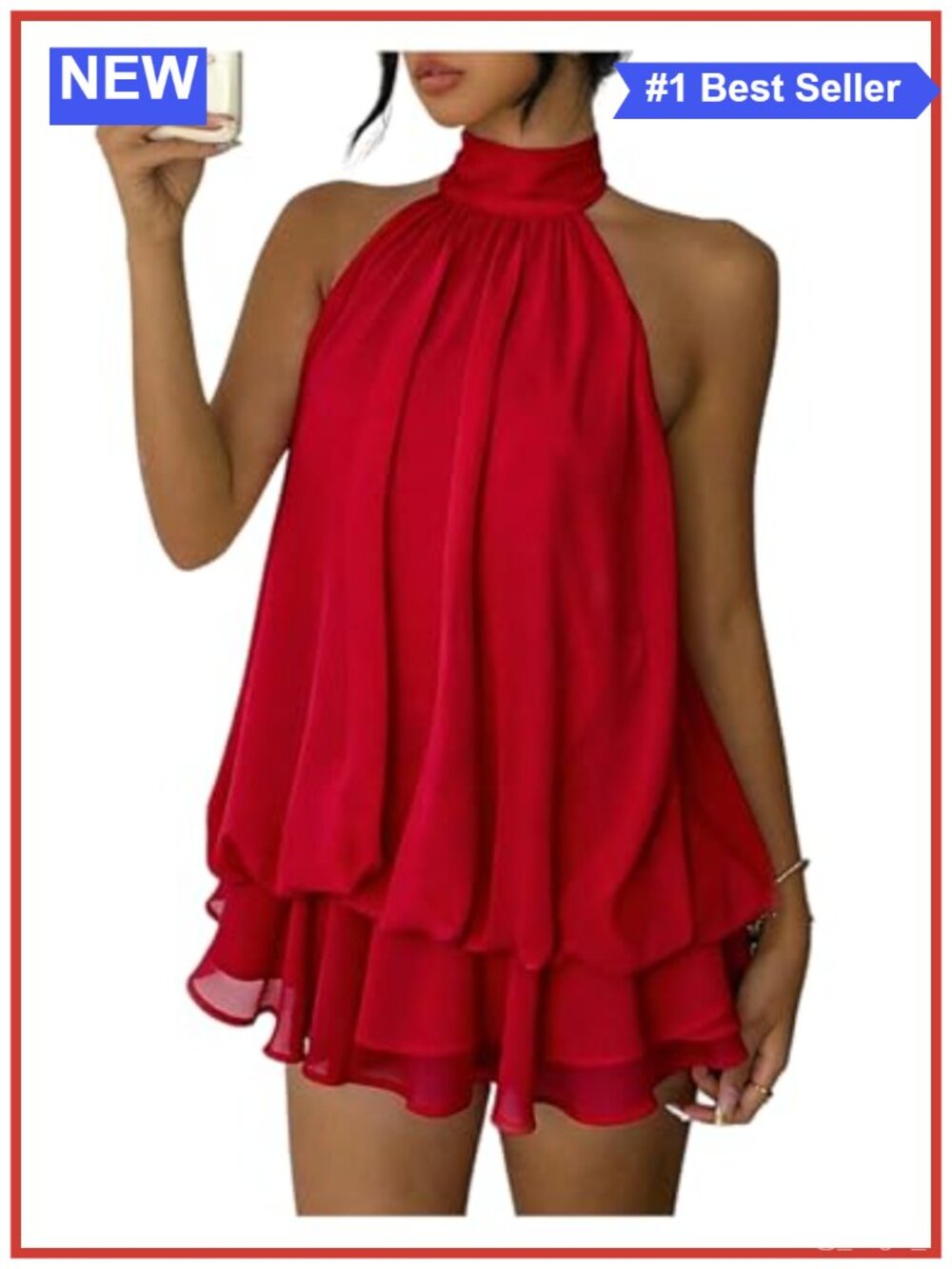 Halter Mini Dress Chiffon Backless Bow Tie A-Line Party Club